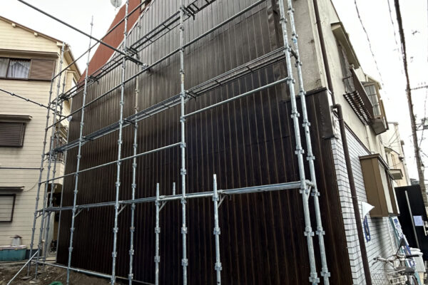 大阪市-長屋解体後の壁面補修工事